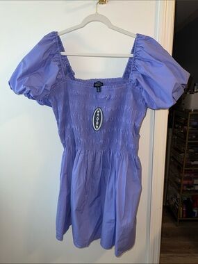 Scoop Lavender Smocked Puff-Sleeve Mini Dress
